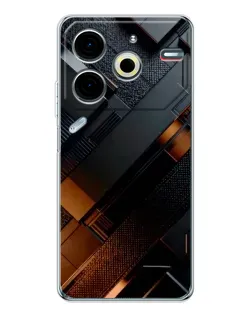Чехол для TECNO Pova 7 Pro с картинкой «Черные геометрические блоки»