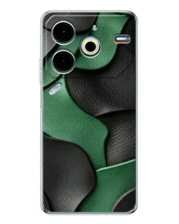 Чехол для TECNO Pova 7 Pro с картинкой «Зеленые кожаные волны»
