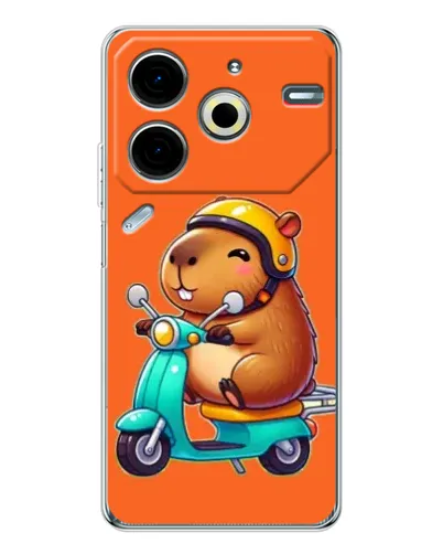 Чехол для TECNO Pova 7 Pro с картинкой «Капибара на скутере» Чехол для TECNO Pova 7 Pro с картинкой «Капибара на скутере»