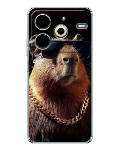 Чехол для TECNO Pova 7 Pro с картинкой «Капибара золотая цепь» Чехол для TECNO Pova 7 Pro с картинкой «Капибара золотая цепь»