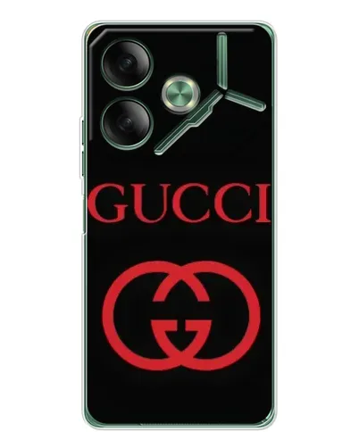 Чехол для TECNO Pova 7 Ultra с картинкой «Gucci — красный логотип»
