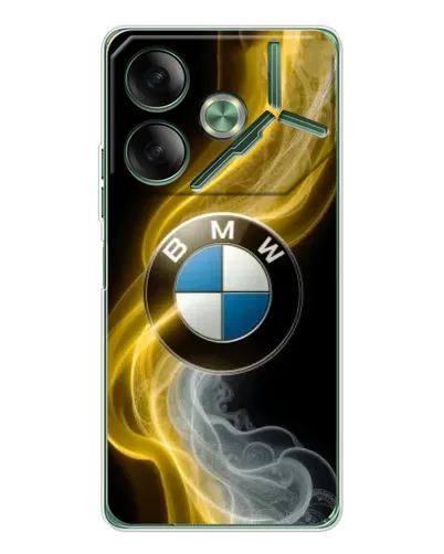 Чехол для TECNO Pova 7 Ultra с картинкой «Золотистый дым BMW»