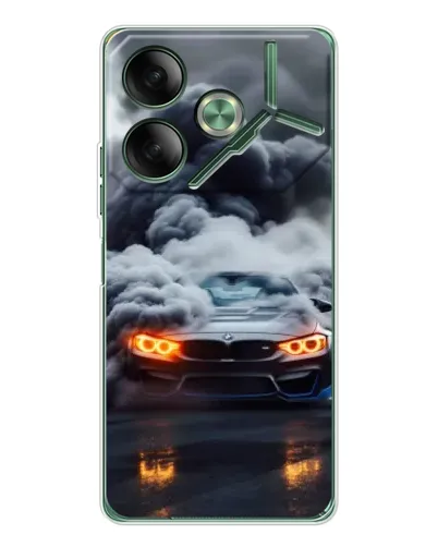 Чехол для TECNO Pova 7 Ultra с картинкой «BMW в дыму»