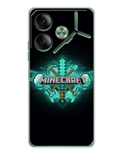 Чехол для TECNO Pova 7 Ultra с картинкой «Minecraft Diamond лого»
