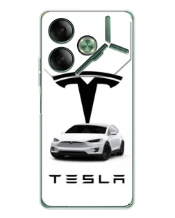 Чехол для TECNO Pova 7 Ultra с картинкой «Tesla White Style» Чехол для TECNO Pova 7 Ultra с картинкой «Tesla White Style»