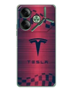 Чехол для TECNO Pova 7 Ultra с картинкой «Тесла красный карбон» Чехол для TECNO Pova 7 Ultra с картинкой «Тесла красный карбон»