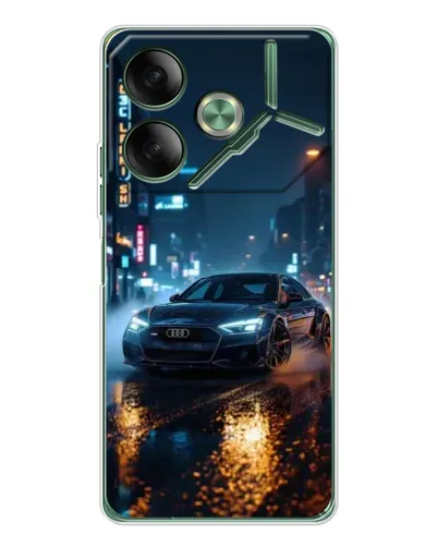 Чехол для TECNO Pova 7 Ultra с картинкой «Ночной город и Audi»