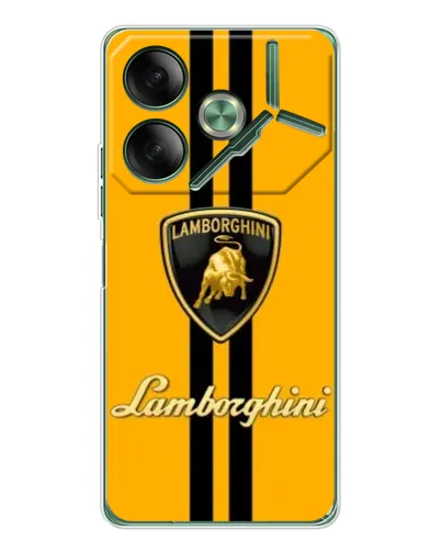 Чехол для TECNO Pova 7 Ultra с картинкой «Lamborghini Stripe желтый»