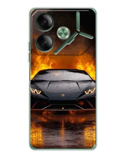 Чехол для TECNO Pova 7 Ultra с картинкой «Lamborghini в огне»
