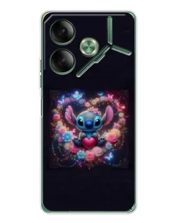 Чехол для TECNO Pova 7 Ultra с картинкой «Stitch в цветах»