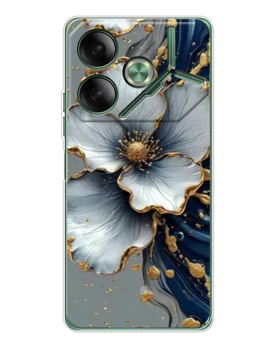 Чехол для TECNO Pova 7 Ultra с картинкой «Белый цветок и золотой флюид» Чехол для TECNO Pova 7 Ultra с картинкой «Белый цветок и золотой флюид»