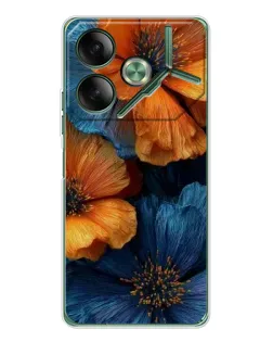 Чехол для TECNO Pova 7 Ultra с картинкой «Яркая сине-оранжевая флора» Чехол для TECNO Pova 7 Ultra с картинкой «Яркая сине-оранжевая флора»