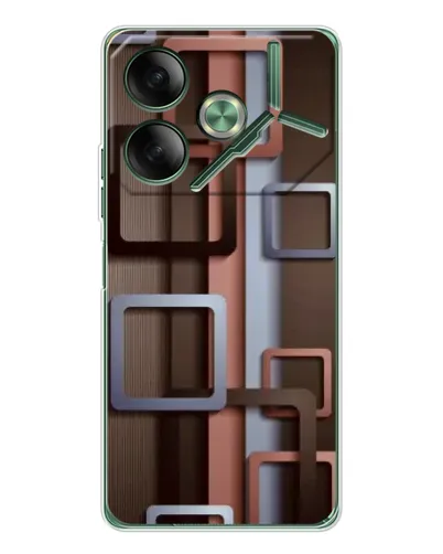 Чехол для TECNO Pova 7 Ultra с картинкой «Коричневые объемные квадраты»