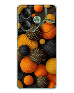 Чехол для TECNO Pova 7 Ultra с картинкой «Объемные оранжевые сферы»
