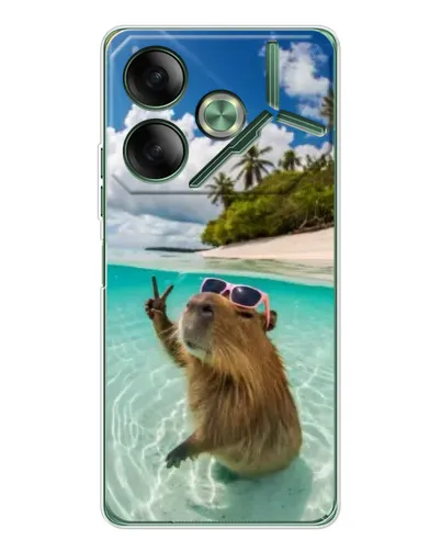 Чехол для TECNO Pova 7 Ultra с картинкой «Капибара на море» Чехол для TECNO Pova 7 Ultra с картинкой «Капибара на море»