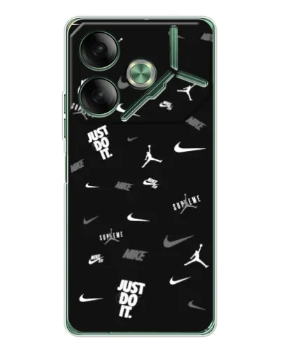 Чехол для TECNO Pova 7 с картинкой «Nike Black Pattern» Чехол для TECNO Pova 7 с картинкой «Nike Black Pattern»