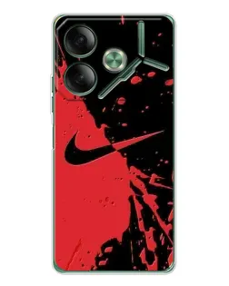 Чехол для TECNO Pova 7 с картинкой «Красные брызги Nike»
