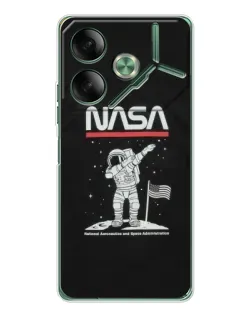 Чехол для TECNO Pova 7 с картинкой «NASA — шагаем по Луне»
