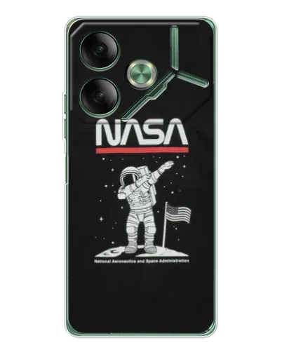 Чехол для TECNO Pova 7 с картинкой «NASA — шагаем по Луне»
