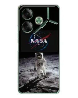 Чехол для TECNO Pova 7 с картинкой «Астронавт на Луне»