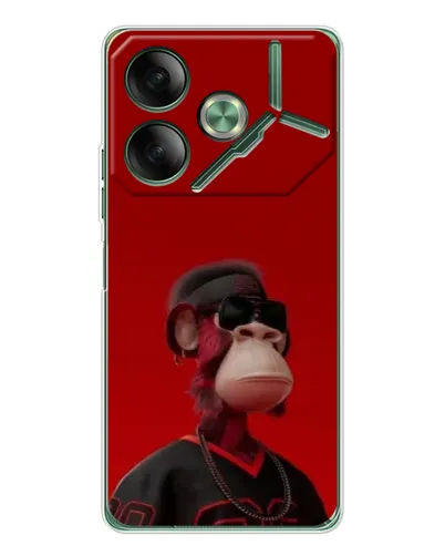Чехол для TECNO Pova 7 с картинкой «Bored Ape в красном» Чехол для TECNO Pova 7 с картинкой «Bored Ape в красном»