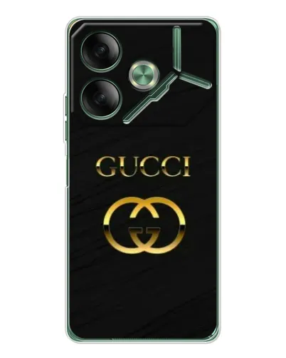 Чехол для TECNO Pova 7 с картинкой «Золотой логотип Gucci»