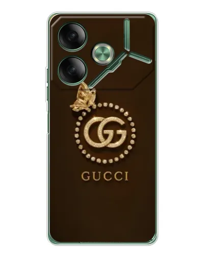 Чехол для TECNO Pova 7 с картинкой «Gucci — золотая бабочка»