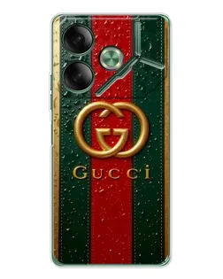 Чехол для TECNO Pova 7 с картинкой «Gucci — фирменная полоса и золото» Чехол для TECNO Pova 7 с картинкой «Gucci — фирменная полоса и золото»