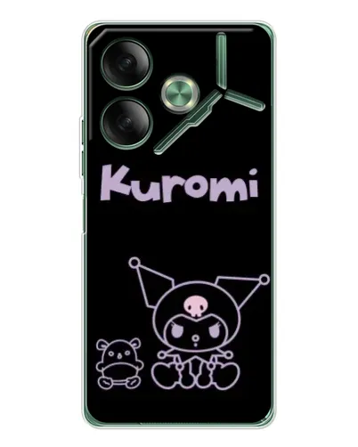 Чехол для TECNO Pova 7 с картинкой «Kuromi — черный минимализм»