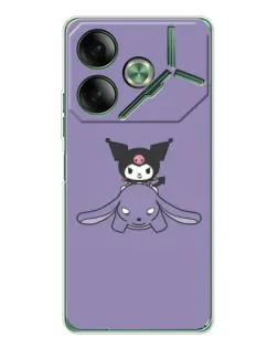 Чехол для TECNO Pova 7 с картинкой «Kuromi на лиловом фоне»