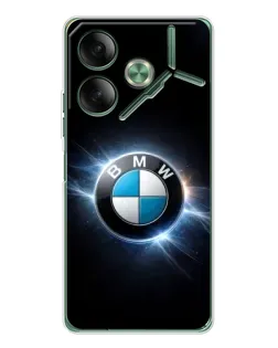 Чехол для TECNO Pova 7 с картинкой «BMW — неоновое сияние»