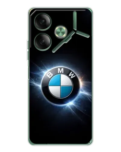 Чехол для TECNO Pova 7 с картинкой «BMW — неоновое сияние»