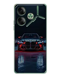 Чехол для TECNO Pova 7 с картинкой «BMW на мокрой дороге»