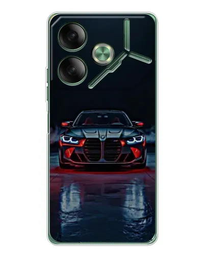 Чехол для TECNO Pova 7 с картинкой «BMW на мокрой дороге»