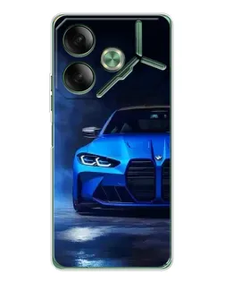 Чехол для TECNO Pova 7 с картинкой «Голубая BMW M4»