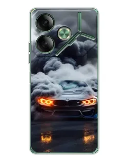 Чехол для TECNO Pova 7 с картинкой «BMW в дыму»