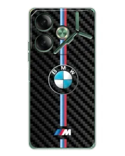 Чехол для TECNO Pova 7 с картинкой «Эмблема BMW и карбон»