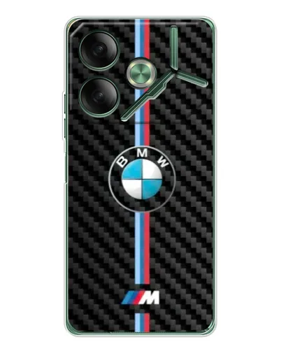 Чехол для TECNO Pova 7 с картинкой «Эмблема BMW и карбон»
