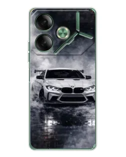 Чехол для TECNO Pova 7 с картинкой «BMW сквозь туман»