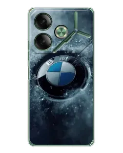 Чехол для TECNO Pova 7 с картинкой «Логотип BMW — лед»