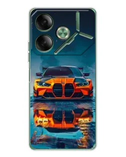 Чехол для TECNO Pova 7 с картинкой «BMW — золотая эмблема»