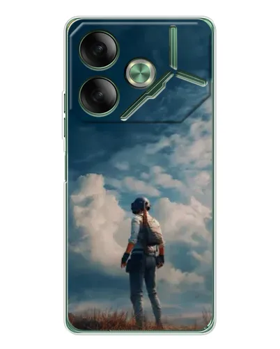 Чехол для TECNO Pova 7 с картинкой «Герой PUBG на скале» Чехол для TECNO Pova 7 с картинкой «Герой PUBG на скале»