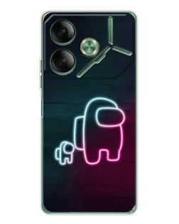 Чехол для TECNO Pova 7 с картинкой «Among Us неон-арт»