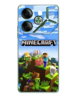 Чехол для TECNO Pova 7 с картинкой «Minecraft классический мир»