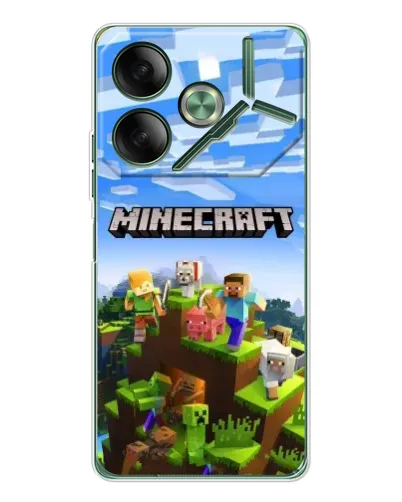 Чехол для TECNO Pova 7 с картинкой «Minecraft классический мир»