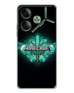 Чехол для TECNO Pova 7 с картинкой «Minecraft Diamond лого»