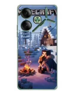 Чехол для TECNO Pova 7 с картинкой «Зимний Minecraft»