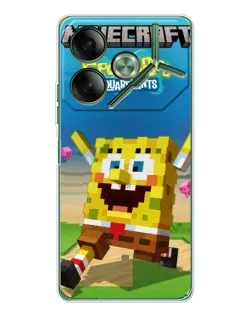Чохол для TECNO Pova 7 з картинкою «Губка Боб Minecraft»