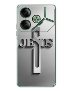Чехол для TECNO Pova 7 с картинкой «Металлический крест Jesus»