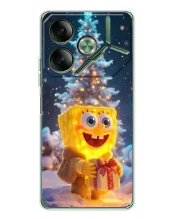 Чехол для TECNO Pova 7 с картинкой «Рождественский Спанч Боб»